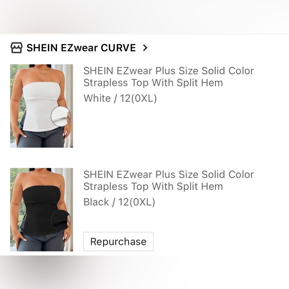 Shein Strapless Shirts